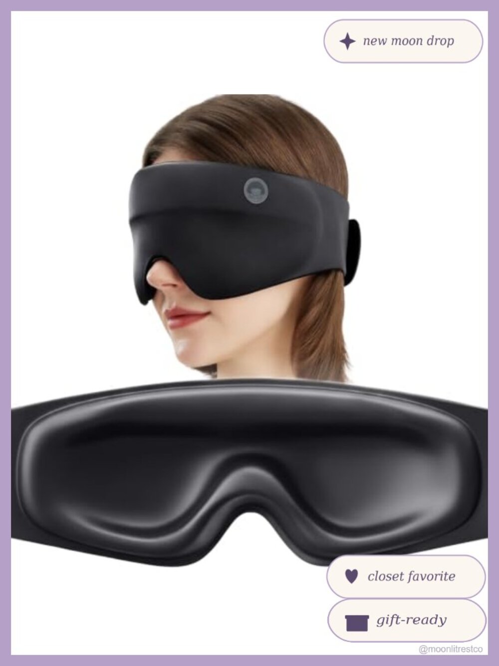 3D Blackout Sleep Mask with Deep Eye Cups Memory Foam Pressure-Free